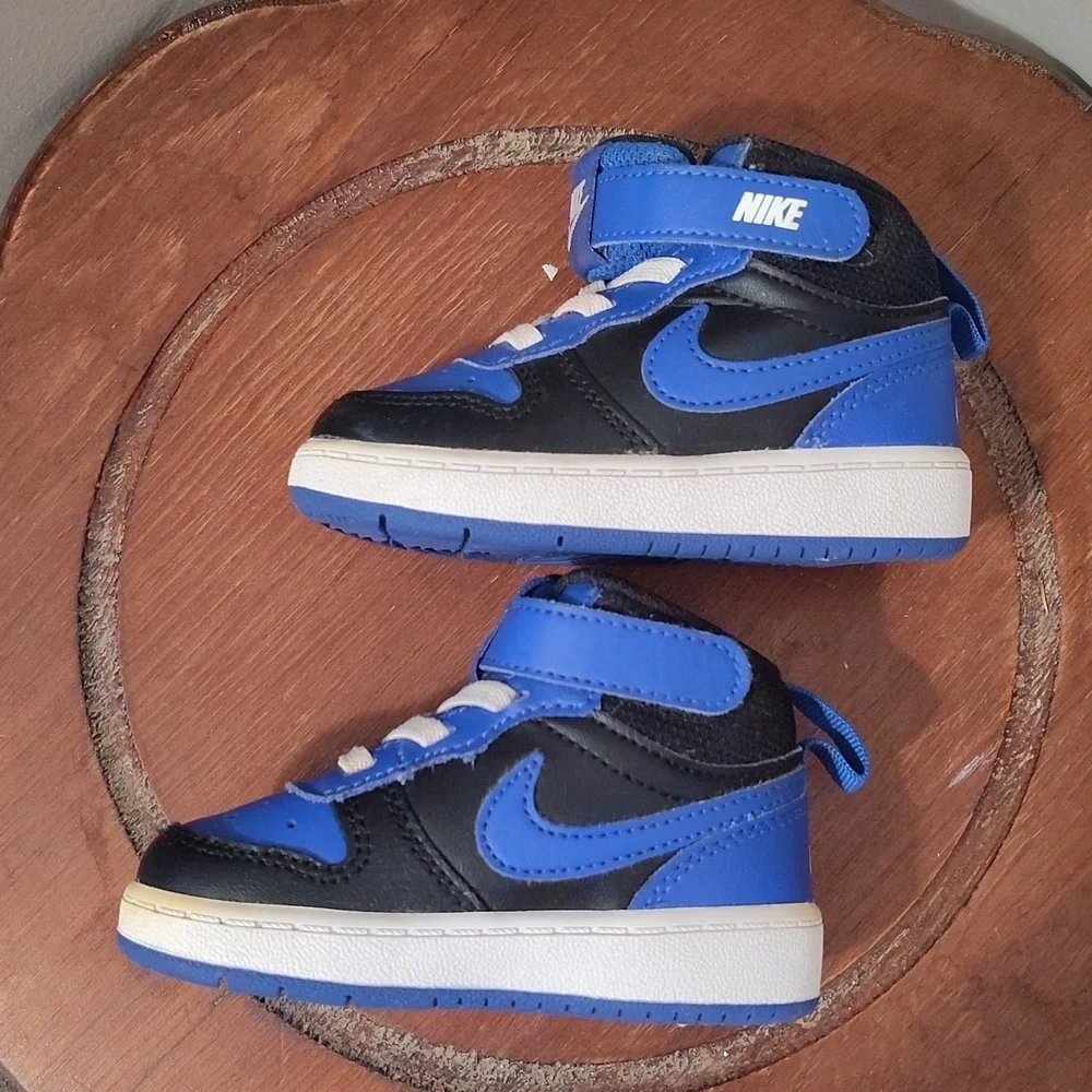 Nike Court Borough Mid 2 Td Trainers Black Game Royal Sz 5C DM8874-001